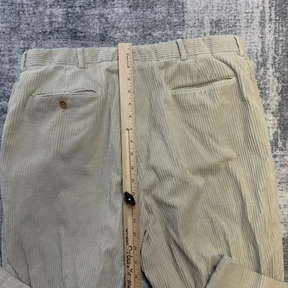 VTG Lands End Corduroy Pants Mens Fits‎ 36x31 Cream Wide Wale Field Trousers USA